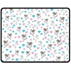 Unicorn, Pegasus And Hearts Double Sided Fleece Blanket (medium)  by IIPhotographyAndDesigns