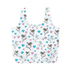 Unicorn, Pegasus And Hearts Full Print Recycle Bags (m)  by IIPhotographyAndDesigns