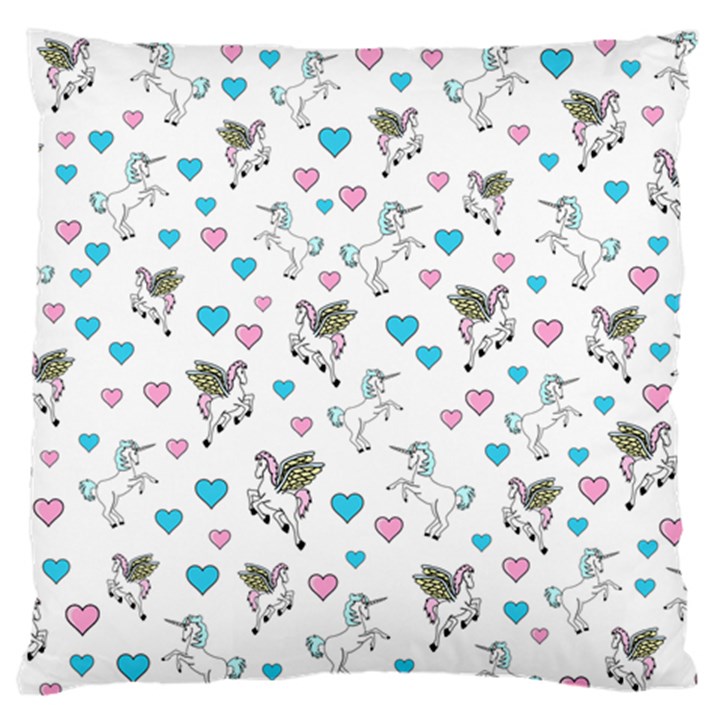 Unicorn, Pegasus and Hearts Standard Flano Cushion Case (One Side)