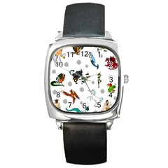 Dundgeon And Dragons Dice And Creatures Square Metal Watch by IIPhotographyAndDesigns