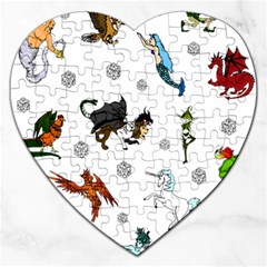 Dundgeon And Dragons Dice And Creatures Jigsaw Puzzle (heart) by IIPhotographyAndDesigns