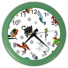 Dundgeon And Dragons Dice And Creatures Color Wall Clock by IIPhotographyAndDesigns