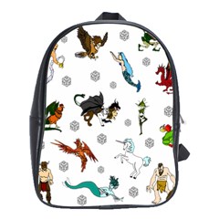 Dundgeon And Dragons Dice And Creatures School Bag (large) by IIPhotographyAndDesigns