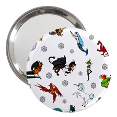 Dundgeon And Dragons Dice And Creatures 3  Handbag Mirrors by IIPhotographyAndDesigns