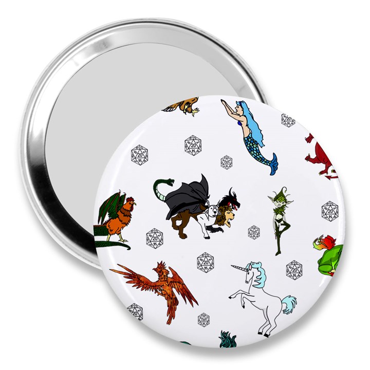 Dundgeon and Dragons Dice and Creatures 3  Handbag Mirrors