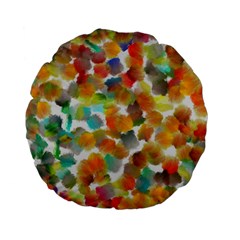 Colorful Paint Brushes On A White Background                                  Standard 15  Premium Flano Round Cushion by LalyLauraFLM