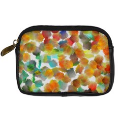 Colorful Paint Brushes On A White Background                                   Digital Camera Leather Case by LalyLauraFLM