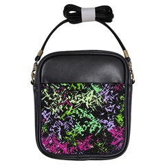 Misc Shapes On A Black Background                                         Girls Sling Bag by LalyLauraFLM