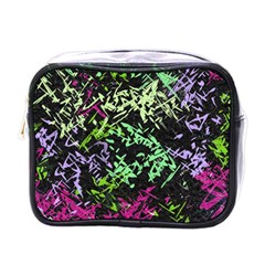 Misc Shapes On A Black Background                                         Mini Toiletries Bag (one Side) by LalyLauraFLM