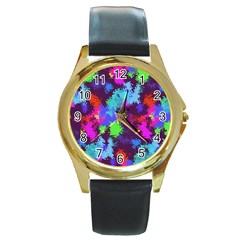 Paint spots texture                                         Round Gold Metal Watch