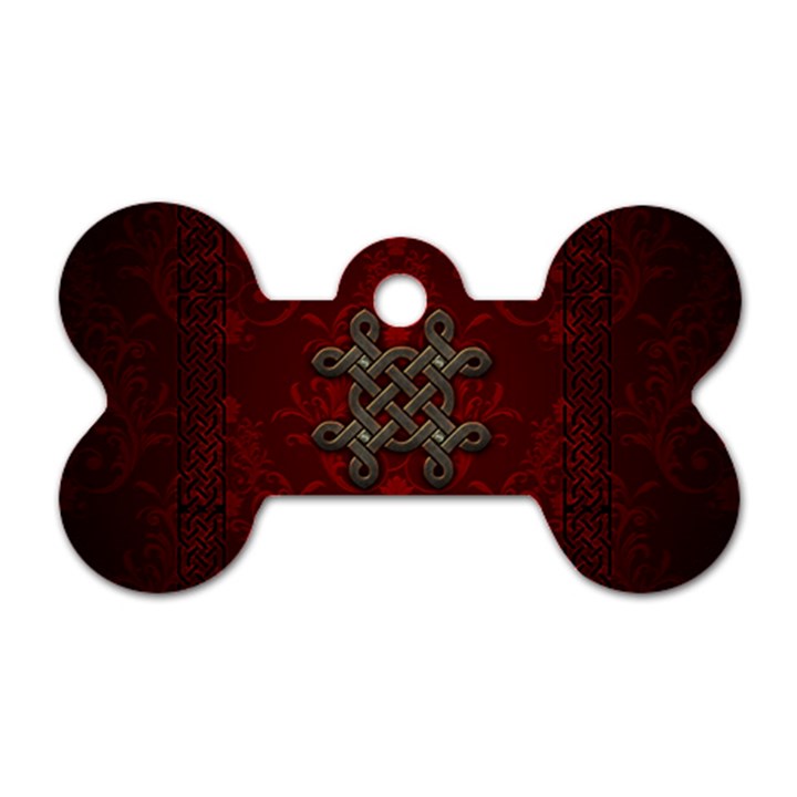 Decorative Celtic Knot On Dark Vintage Background Dog Tag Bone (Two Sides)