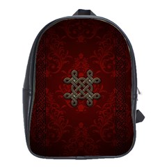 Decorative Celtic Knot On Dark Vintage Background School Bag (large) by FantasyWorld7