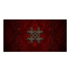 Decorative Celtic Knot On Dark Vintage Background Satin Shawl by FantasyWorld7