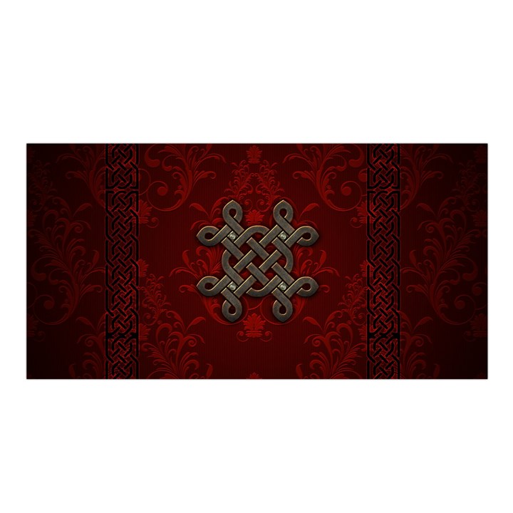 Decorative Celtic Knot On Dark Vintage Background Satin Shawl