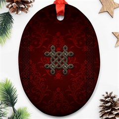 Decorative Celtic Knot On Dark Vintage Background Ornament (oval) by FantasyWorld7