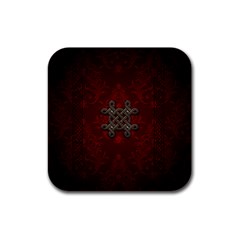 Decorative Celtic Knot On Dark Vintage Background Rubber Square Coaster (4 Pack)  by FantasyWorld7