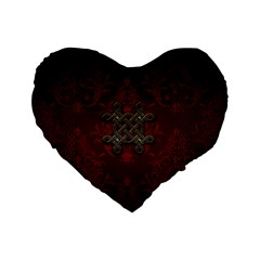 Decorative Celtic Knot On Dark Vintage Background Standard 16  Premium Heart Shape Cushions by FantasyWorld7