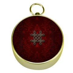 Decorative Celtic Knot On Dark Vintage Background Gold Compasses by FantasyWorld7