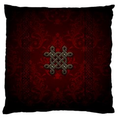 Decorative Celtic Knot On Dark Vintage Background Large Flano Cushion Case (one Side) by FantasyWorld7