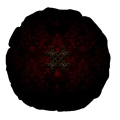 Decorative Celtic Knot On Dark Vintage Background Large 18  Premium Flano Round Cushions by FantasyWorld7