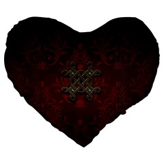 Decorative Celtic Knot On Dark Vintage Background Large 19  Premium Flano Heart Shape Cushions by FantasyWorld7