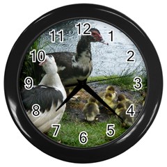 Muscovy Family Wall Clock (black) by IIPhotographyAndDesigns