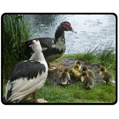 Muscovy Family Double Sided Fleece Blanket (medium)  by IIPhotographyAndDesigns