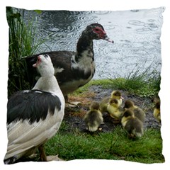 Muscovy Family Large Flano Cushion Case (two Sides) by IIPhotographyAndDesigns