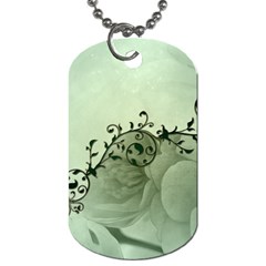 Elegant, Decorative Floral Design In Soft Green Colors Dog Tag (one Side) by FantasyWorld7