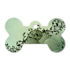 Elegant, Decorative Floral Design In Soft Green Colors Dog Tag Bone (one Side) by FantasyWorld7