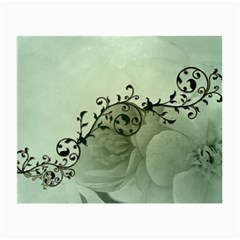 Elegant, Decorative Floral Design In Soft Green Colors Small Glasses Cloth (2-side) by FantasyWorld7