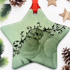 Elegant, Decorative Floral Design In Soft Green Colors Ornament (star) by FantasyWorld7