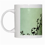 Elegant, Decorative Floral Design In Soft Green Colors White Mugs Left