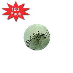 Elegant, Decorative Floral Design In Soft Green Colors 1  Mini Magnets (100 Pack)  by FantasyWorld7