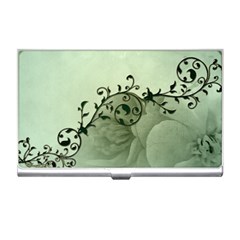 Elegant, Decorative Floral Design In Soft Green Colors Business Card Holders