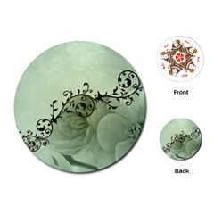 Elegant, Decorative Floral Design In Soft Green Colors Playing Cards (round)  by FantasyWorld7