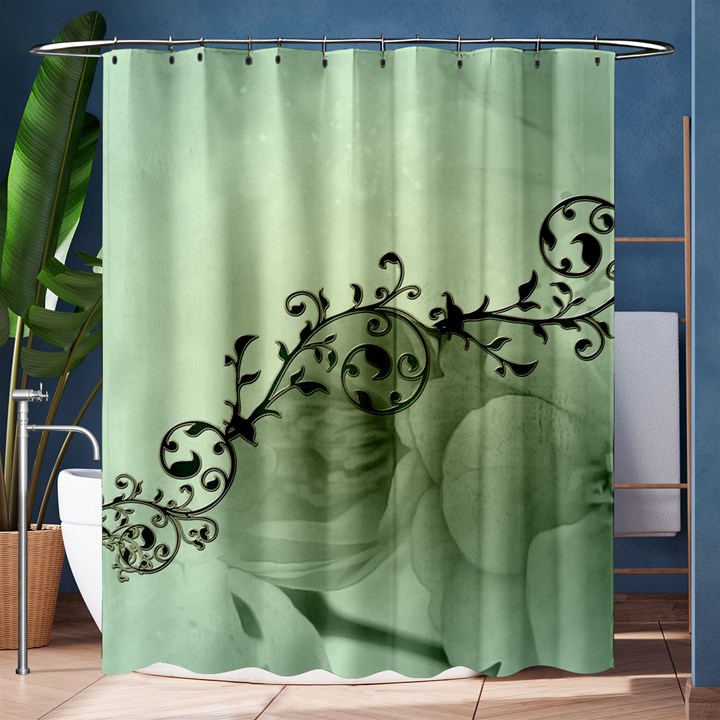 Elegant, Decorative Floral Design In Soft Green Colors Shower Curtain 60  x 72  (Medium) 