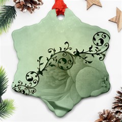 Elegant, Decorative Floral Design In Soft Green Colors Ornament (snowflake) by FantasyWorld7