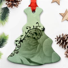 Elegant, Decorative Floral Design In Soft Green Colors Christmas Tree Ornament (two Sides) by FantasyWorld7