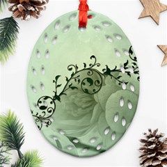 Elegant, Decorative Floral Design In Soft Green Colors Ornament (oval Filigree) by FantasyWorld7