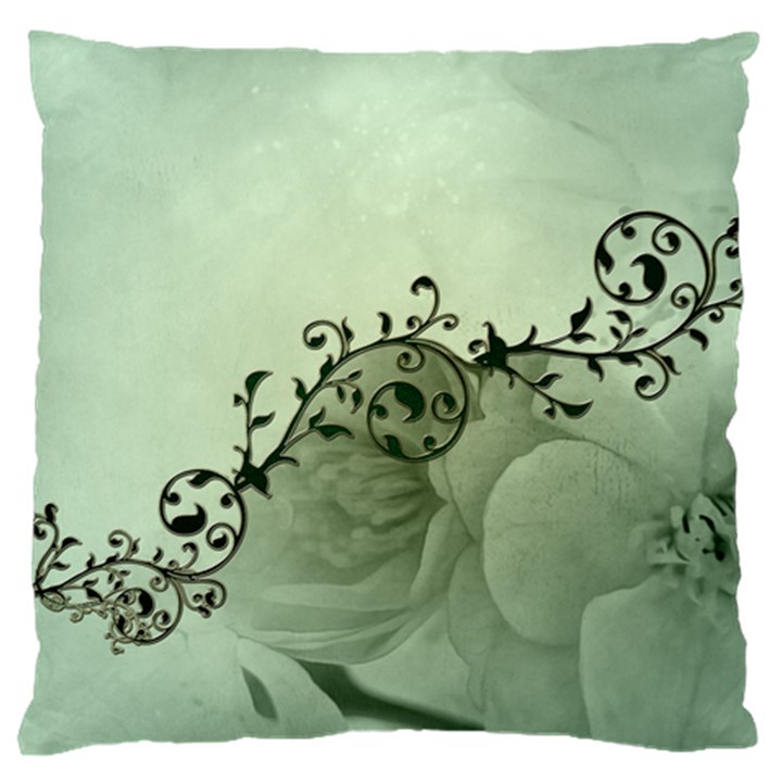 Elegant, Decorative Floral Design In Soft Green Colors Standard Flano Cushion Case (One Side)