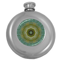 Modern Fantasy Rococo Flower And Lilies Round Hip Flask (5 Oz) by pepitasart