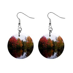 Autumn Pond Mini Button Earrings by IIPhotographyAndDesigns