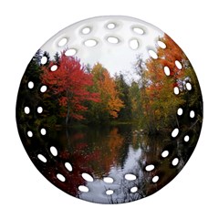 Autumn Pond Round Filigree Ornament (two Sides)