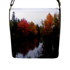 Autumn Pond Flap Messenger Bag (l)  by IIPhotographyAndDesigns