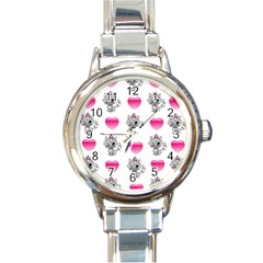 Evil Sweetheart Kitty Round Italian Charm Watch by IIPhotographyAndDesigns