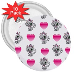 Evil Sweetheart Kitty 3  Buttons (10 Pack)  by IIPhotographyAndDesigns