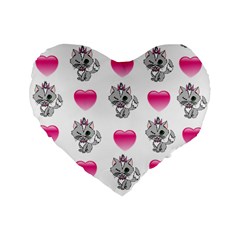 Evil Sweetheart Kitty Standard 16  Premium Flano Heart Shape Cushions by IIPhotographyAndDesigns