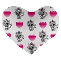 Evil Sweetheart Kitty Large 19  Premium Flano Heart Shape Cushions by IIPhotographyAndDesigns