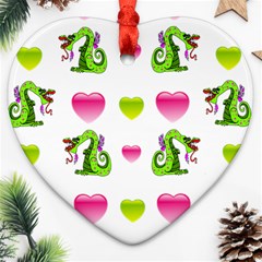 Dragons And Hearts Ornament (heart) by IIPhotographyAndDesigns